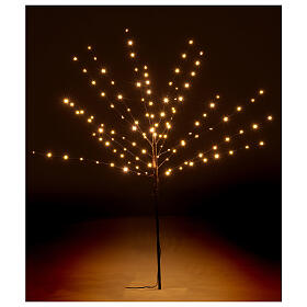 Arbusto luminoso castanho 80 LED branco quente 75 cm, interior/exterior