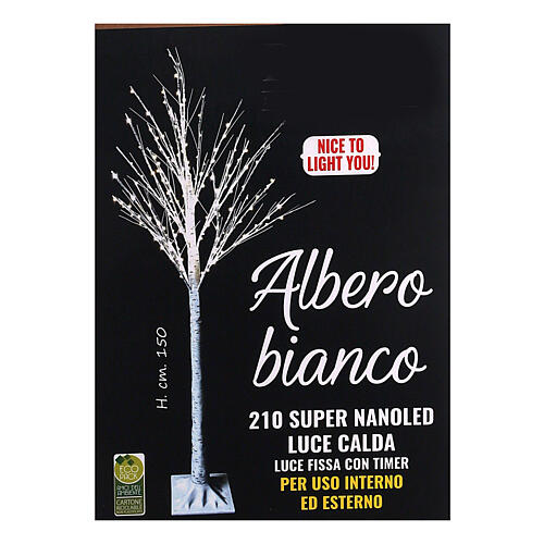 White tree with 210 warm white nanoLEDs 150 cm indoor/outdoor 7