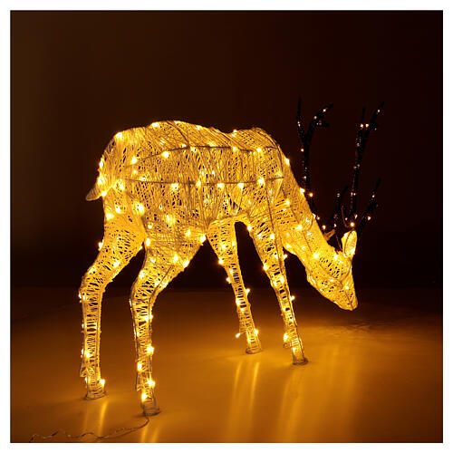 Lighted Deer grazing 100 cm glitter wire 200 LED warm white indoor outdoor 4