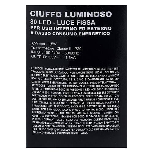 Dekoracyjne świetełka, 75 cm, 80 LED w zimnej bieli 6