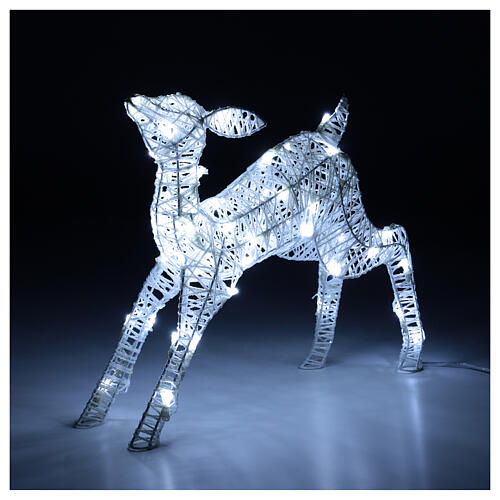 Illuminated fawn with 50 cold white leds 39x48x14 3