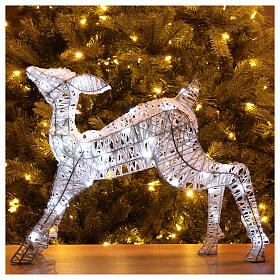 Decoração luminosa de Natal filhote de veado 50 lâmpadas LED branco frio, para interior/exterior; medidas: 39x48x14