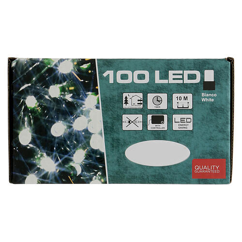 Christmas lights, 100 cold white LEDs, 10 m, light shows, timer, indoor/outdoor 5