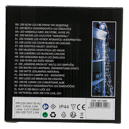 Kurtyna świetlna, 200 białych LED na przewodach miedzianych, długość 2 m 5