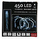 Cold white LED waterfall, 450 lights, 2.5 m, indoor/outdoor s5