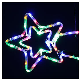 Comet with double star, LED tube, multicoloured, 30x80 cm, indoor/outdoor