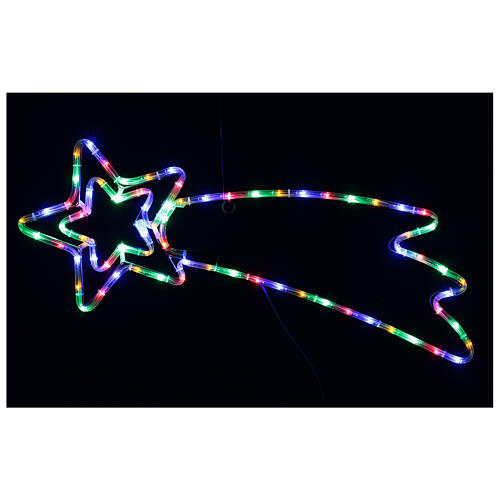 Comet with double star, LED tube, multicoloured, 30x80 cm, indoor/outdoor 1