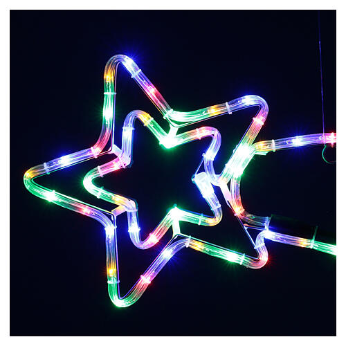 Comet with double star, LED tube, multicoloured, 30x80 cm, indoor/outdoor 2