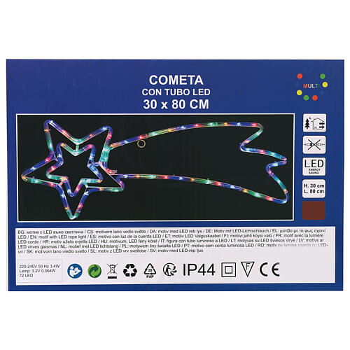 Comet with double star, LED tube, multicoloured, 30x80 cm, indoor/outdoor 6