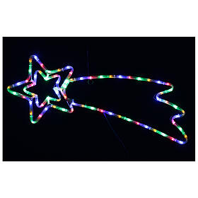 Comète double étoile tube LED multicolore 30x80 cm int/ext