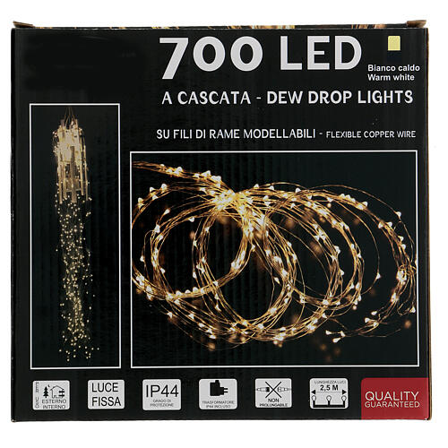 Warm white LED waterfall,700 lights, 2.5 m, indoor/outdoor 4