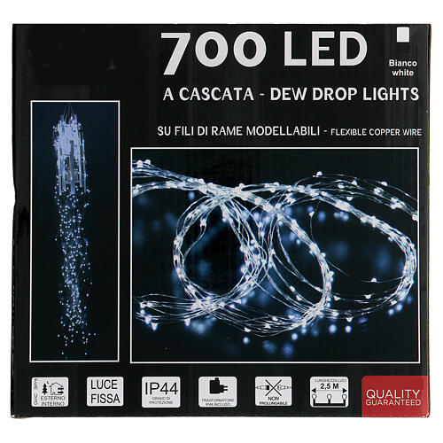 Cold white LED waterfall,700 lights, 2.5 m, indoor/outdoor 5