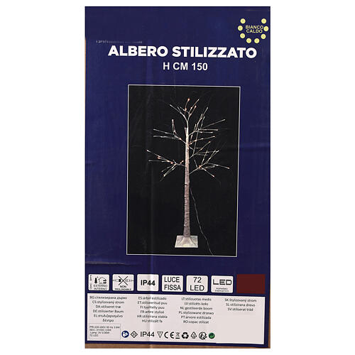 Stylizowane drzewko bożonarodzeniowe 150 cm, 72 diody LED, biały ciepły 6