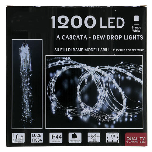 Cold white LED waterfall,1200 lights, indoor/outdoor, 13 ft 5