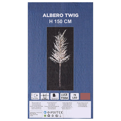 Albero Twig 150 cm 70 led particolari bianchi Natale interno 5