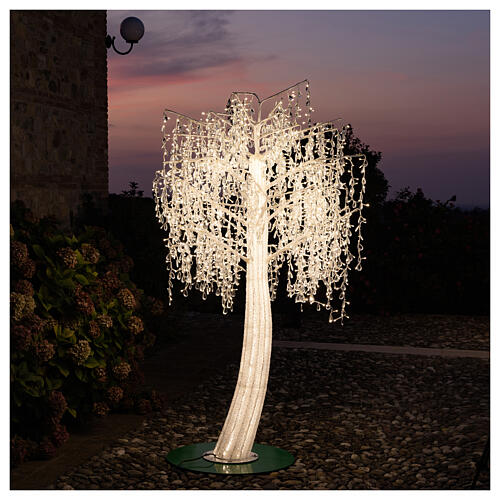 Tree illuminated by warm white LED lights, 240 cm, outdoor 1