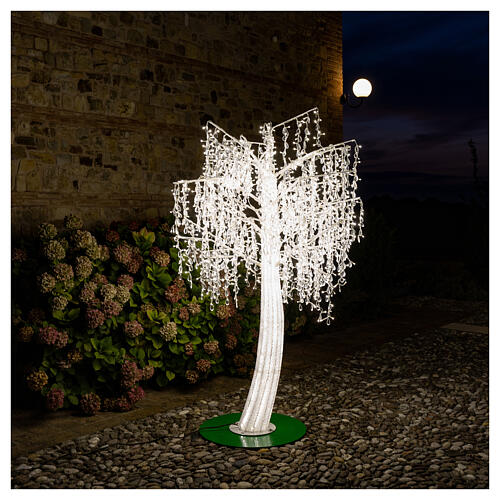 Tree illuminated by warm white LED lights, 240 cm, outdoor 6