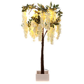 Arbre lumineux fleuri blanc 42 LEDs 120x50x50 cm extérieur