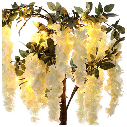 Albero illuminato fiorito bianco 42 LED 120x50x50 cm esterno 5