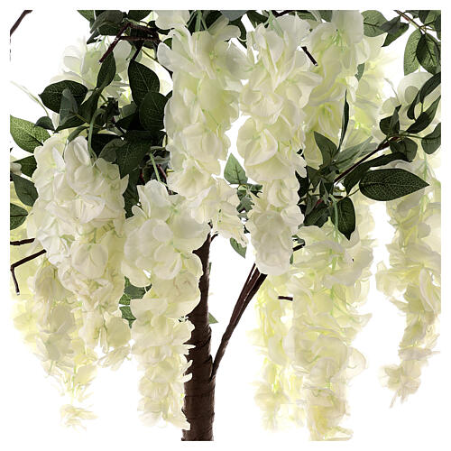 Albero illuminato fiorito bianco 42 LED 120x50x50 cm esterno 7