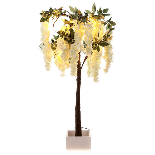 Árvore luminosa com flores brancas 42 LED 120x50x50 cm externo 2