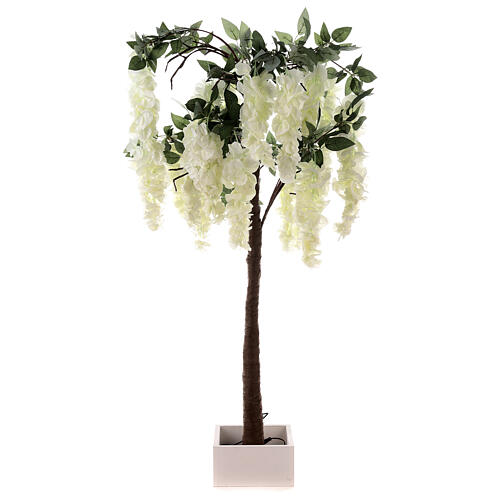 Árvore luminosa com flores brancas 42 LED 120x50x50 cm externo 6