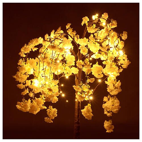 Albero illuminato fiorito rosa 66 LED 120x80x80 cm esterno 6