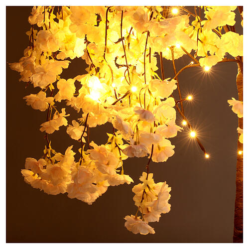 Albero illuminato fiorito rosa 66 LED 120x80x80 cm esterno 8