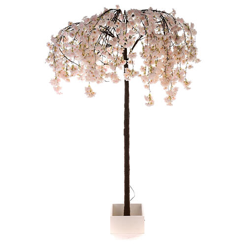 Albero illuminato fiorito rosa 144 LED 210x120x120 cm esterno 3
