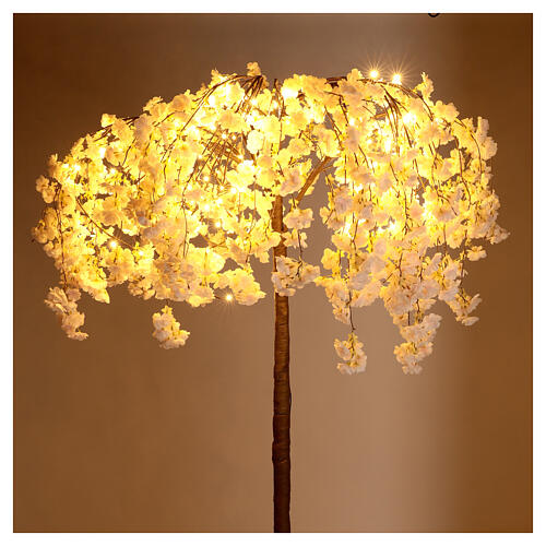 Albero illuminato fiorito rosa 144 LED 210x120x120 cm esterno 4
