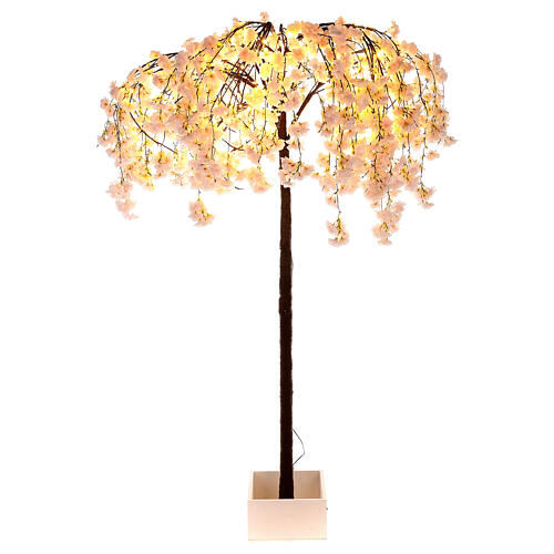Albero illuminato fiorito rosa 144 LED 210x120x120 cm esterno 6