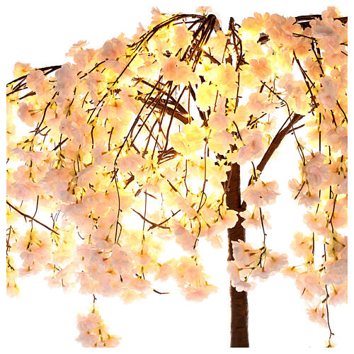 Albero illuminato fiorito rosa 144 LED 210x120x120 cm esterno 7