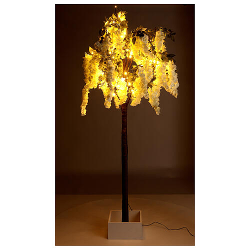 Albero illuminato fiorito bianco 96 LED 200x90x90 cm esterno 1