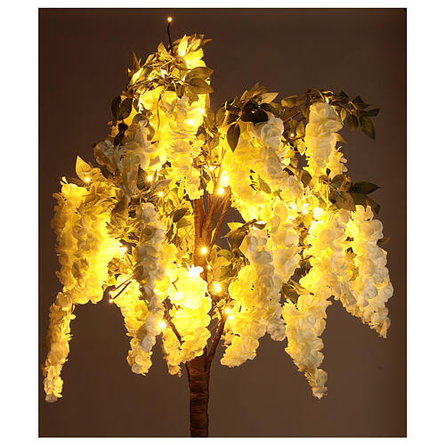 Albero illuminato fiorito bianco 96 LED 200x90x90 cm esterno 3