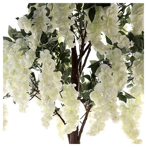 Albero illuminato fiorito bianco 96 LED 200x90x90 cm esterno 6