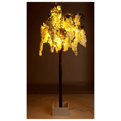 Árvore luminosa com flores brancas 96 LED 200x90x90 cm interior 1