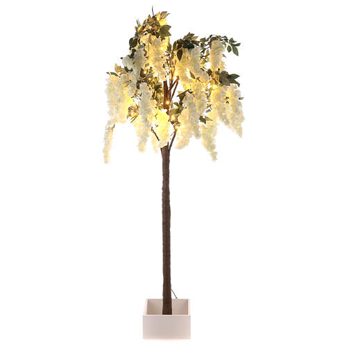 Árvore luminosa com flores brancas 96 LED 200x90x90 cm interior 2