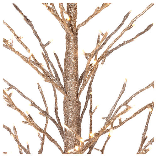 Arbre lumineux h 150 cm 186 LEDs paillettes couleur champagne pour intérieur 6