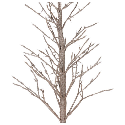 Árvore luminosa h 150 cm 186 LED purpurinas champanhe interior 3