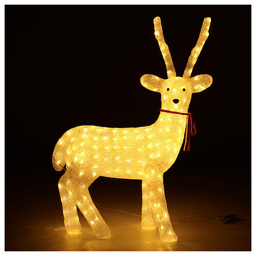 Renifer świecący ze wstążką, światło białe ciepłe, 200 światełek LED, wys. 100 cm 1