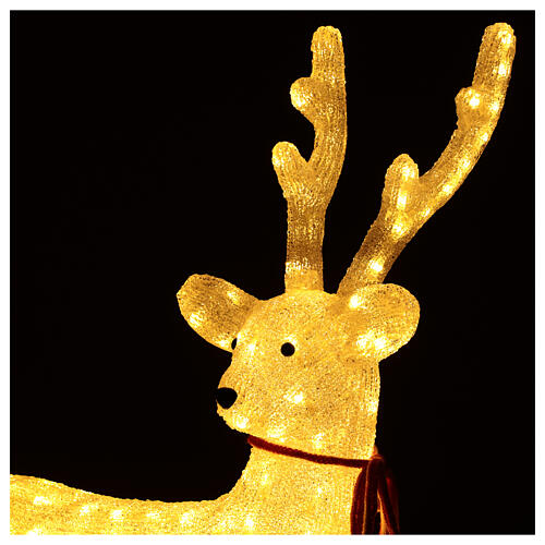 LED Reindeer with collar in warm white 200 LEDs indoor H 100 cm 2