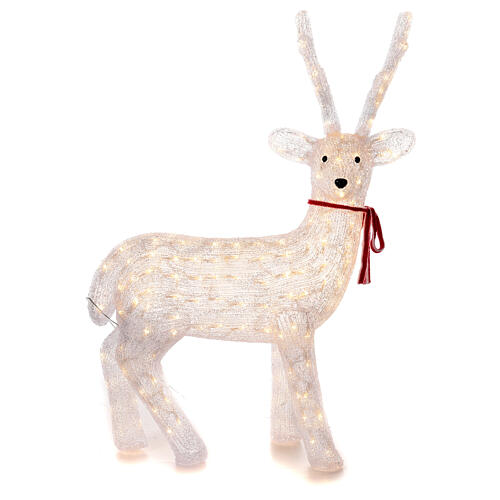LED Reindeer with collar in warm white 200 LEDs indoor H 100 cm 3