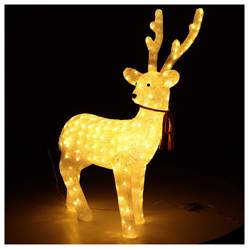 LED Reindeer with collar in warm white 200 LEDs indoor H 100 cm 4