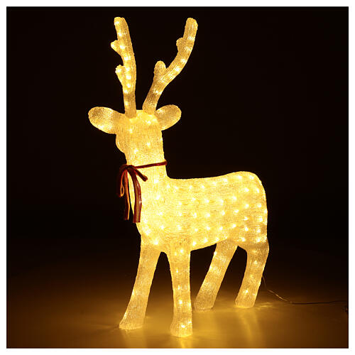 LED Reindeer with collar in warm white 200 LEDs indoor H 100 cm 5