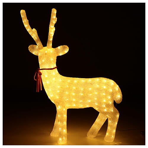 LED Reindeer with collar in warm white 200 LEDs indoor H 100 cm 6
