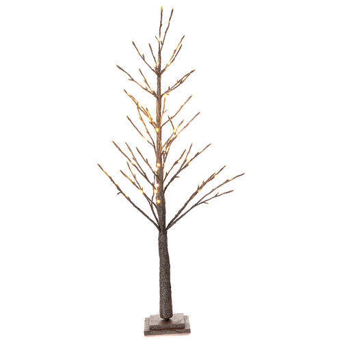 Árbol luminoso haya H 120 cm 114 LED purpurina color champaña 3