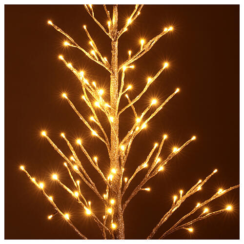 LED lighted birch tree H 120 cm 114 LED glitter champagne color 2