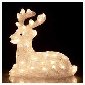 Luminous reindeer, lying down, 50 cold white LED
