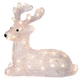 Luminous reindeer, lying down, 50 cold white LED
