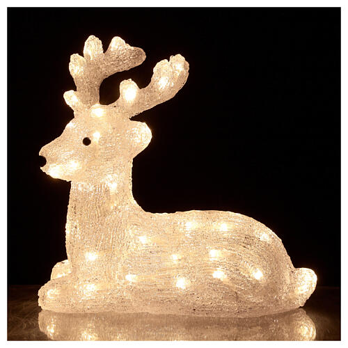 Decoração luminosa rena deitada 50 LED branco frio 1